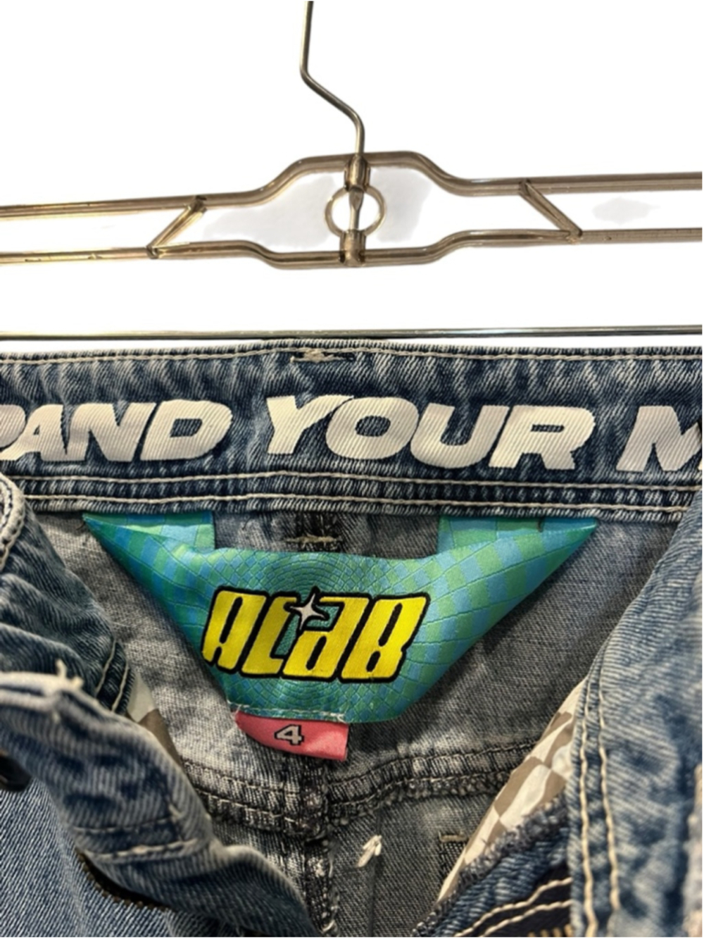 A. LAB Ether Stars Blue Ultra Loose 90's Inspired Embroidered Stars Jeans Size 4 - Picture 7 of 13